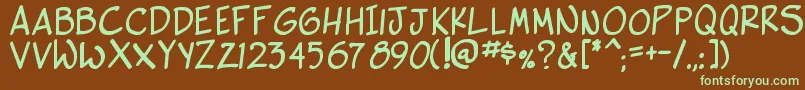 SideKBold-fontti – vihreät fontit ruskealla taustalla