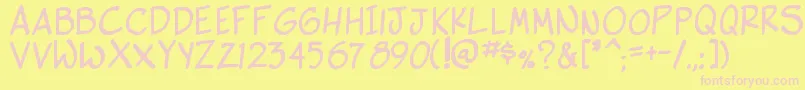 SideKBold-fontti – vaaleanpunaiset fontit keltaisella taustalla