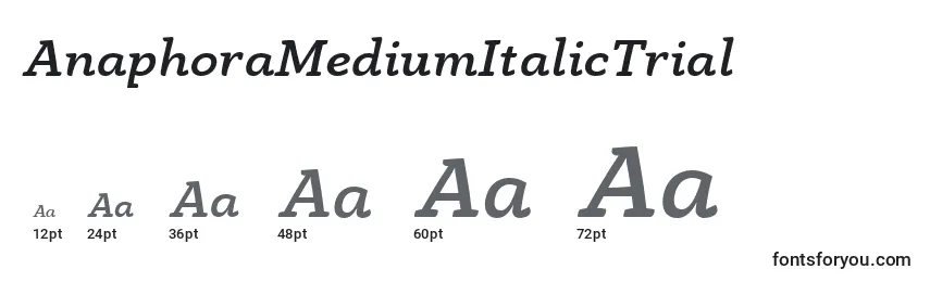 Größen der Schriftart AnaphoraMediumItalicTrial