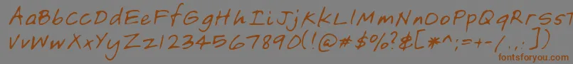 フォントLehn149 – 茶色の文字が灰色の背景にあります。
