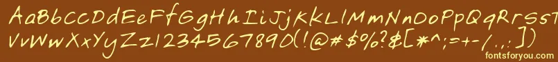 Lehn149-fontti – keltaiset fontit ruskealla taustalla
