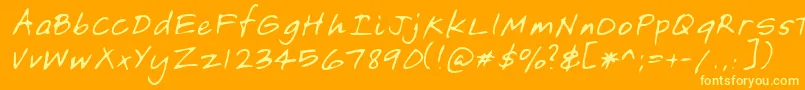 Lehn149-Schriftart – Gelbe Schriften auf orangefarbenem Hintergrund