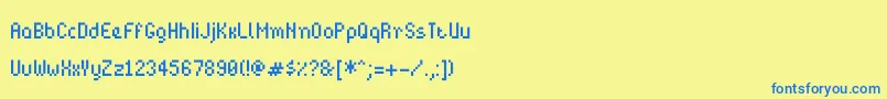 フォントBitpotionext – 青い文字が黄色の背景にあります。