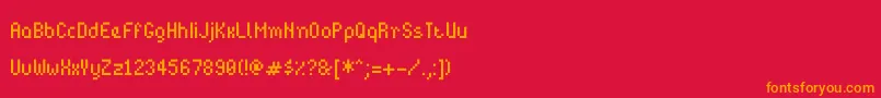 フォントBitpotionext – 赤い背景にオレンジの文字