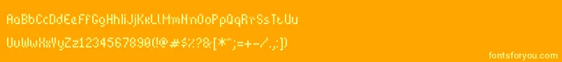 Weitere Informationen zur Bitpotionext-Schriftart Bitpotionext-Schriftart – Gelbe Schriften auf orangefarbenem Hintergrund