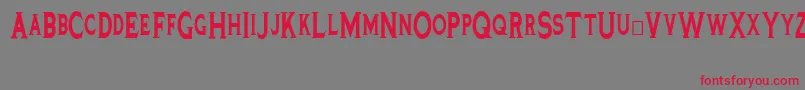 Tinplatetitlingblacknarrow Font – Red Fonts on Gray Background