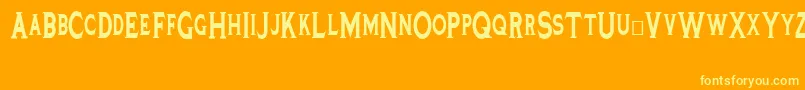 Czcionka Tinplatetitlingblacknarrow – żółte czcionki na pomarańczowym tle