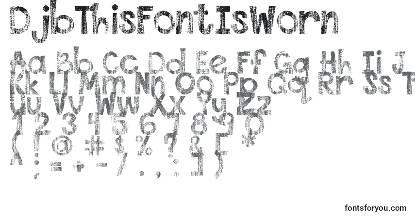 A fonte DjbThisFontIsWorn – alfabeto, números, caracteres especiais