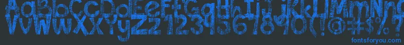 DjbThisFontIsWorn-fontti – siniset fontit mustalla taustalla
