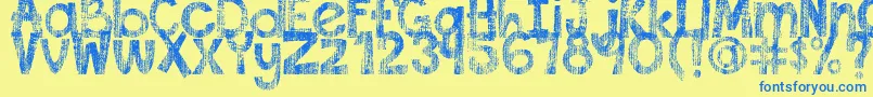 DjbThisFontIsWorn Font – Blue Fonts on Yellow Background