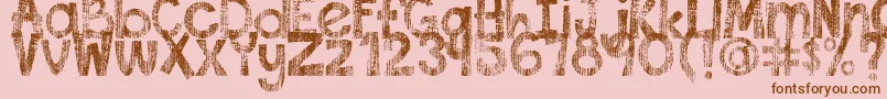 DjbThisFontIsWorn-Schriftart – Braune Schriften auf rosa Hintergrund
