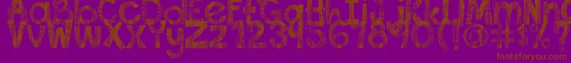 DjbThisFontIsWorn-Schriftart – Braune Schriften auf violettem Hintergrund