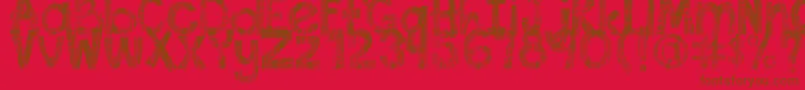 Czcionka DjbThisFontIsWorn – brązowe czcionki na czerwonym tle