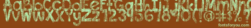 DjbThisFontIsWorn Font – Green Fonts on Brown Background