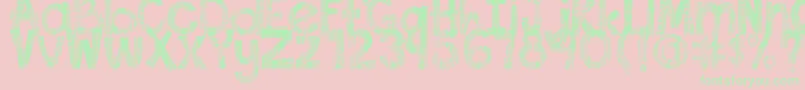 フォントDjbThisFontIsWorn – ピンクの背景に緑の文字
