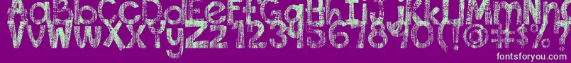 DjbThisFontIsWorn-Schriftart – Grüne Schriften auf violettem Hintergrund