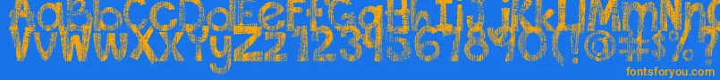 Шрифт DjbThisFontIsWorn – оранжевые шрифты на синем фоне