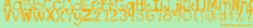DjbThisFontIsWorn Font – Orange Fonts on Green Background