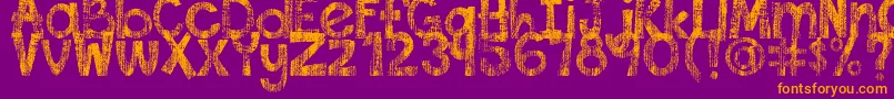 DjbThisFontIsWorn-fontti – oranssit fontit violetilla taustalla