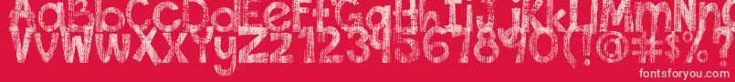 DjbThisFontIsWorn Font – Pink Fonts on Red Background