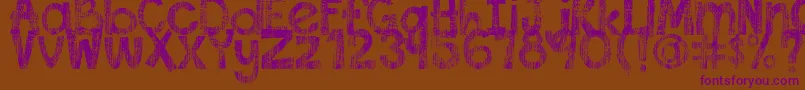 DjbThisFontIsWorn Font – Purple Fonts on Brown Background