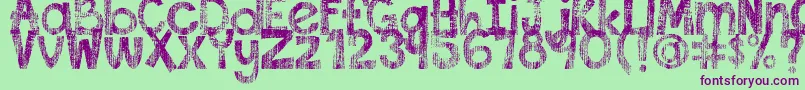 DjbThisFontIsWorn-Schriftart – Violette Schriften auf grünem Hintergrund