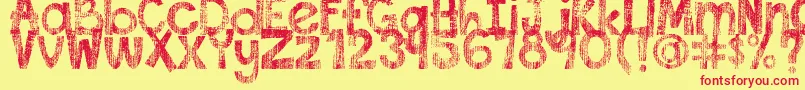 DjbThisFontIsWorn Font – Red Fonts on Yellow Background