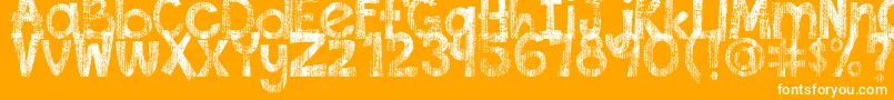 Czcionka DjbThisFontIsWorn – białe czcionki na pomarańczowym tle