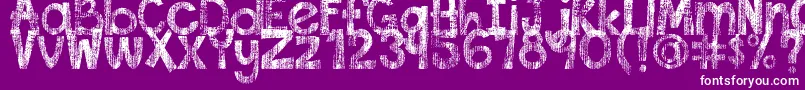 DjbThisFontIsWorn-fontti – valkoiset fontit violetilla taustalla