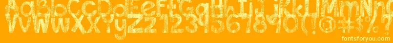 DjbThisFontIsWorn-Schriftart – Gelbe Schriften auf orangefarbenem Hintergrund