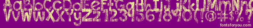 フォントDjbThisFontIsWorn – 紫の背景に黄色のフォント