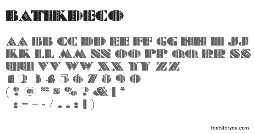 Schriftart BatikDeco – Alphabet, Zahlen, spezielle Symbole