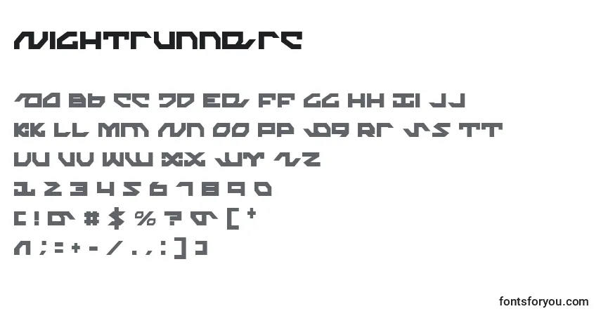 Шрифт Nightrunnerc – алфавит, цифры, специальные символы