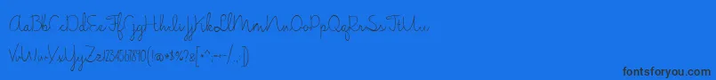 BmdJasmineReminiscentseLight-Schriftart – Schwarze Schriften auf blauem Hintergrund