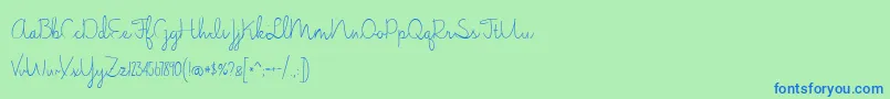 BmdJasmineReminiscentseLight Font – Blue Fonts on Green Background