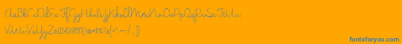 BmdJasmineReminiscentseLight-Schriftart – Blaue Schriften auf orangefarbenem Hintergrund