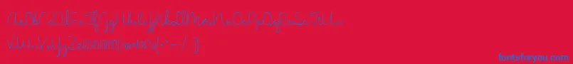 BmdJasmineReminiscentseLight Font – Blue Fonts on Red Background
