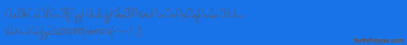 BmdJasmineReminiscentseLight-Schriftart – Braune Schriften auf blauem Hintergrund