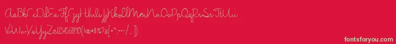 Fonte BmdJasmineReminiscentseLight – fontes verdes em um fundo vermelho