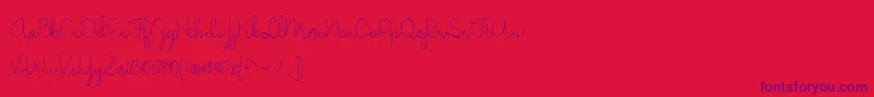 Fonte BmdJasmineReminiscentseLight – fontes roxas em um fundo vermelho