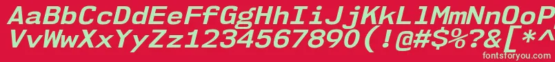 Nk57MonospaceSeBdIt Font – Green Fonts on Red Background