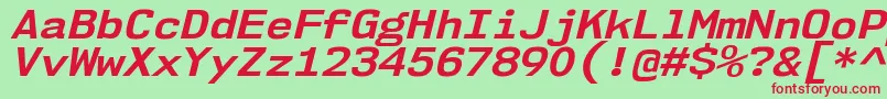 Nk57MonospaceSeBdIt Font – Red Fonts on Green Background