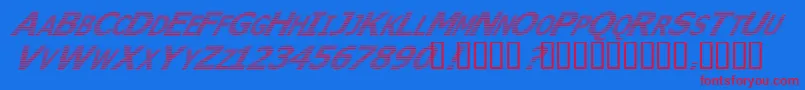 WhereIsTheRestItalic-Schriftart – Rote Schriften auf blauem Hintergrund