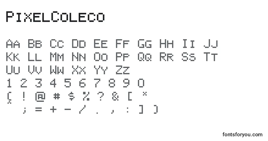 A fonte PixelColeco – alfabeto, números, caracteres especiais