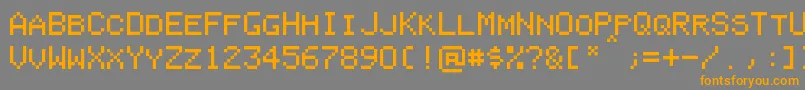 フォントPixelColeco – オレンジの文字は灰色の背景にあります。