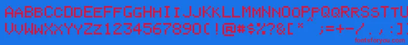 PixelColeco-fontti – punaiset fontit sinisellä taustalla