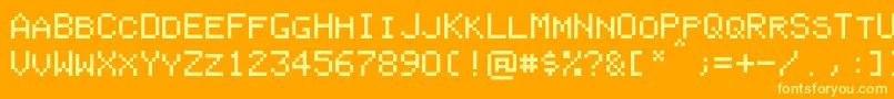 PixelColeco-Schriftart – Gelbe Schriften auf orangefarbenem Hintergrund