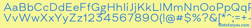 Fonte AsketExtendedLight – fontes azuis em um fundo amarelo