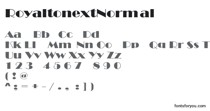 Czcionka RoyaltonextNormal – alfabet, cyfry, specjalne znaki