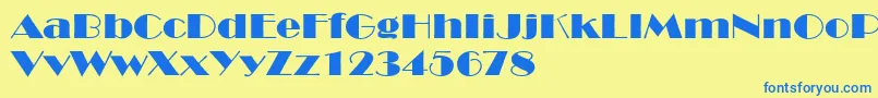 フォントRoyaltonextNormal – 青い文字が黄色の背景にあります。